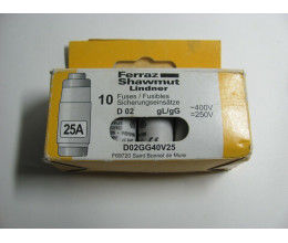 Fuse, Ferraz Shawmut D02GG40V25 25A, 400VAC, 250VDS